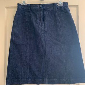ll bean classic fit dark denim skirt